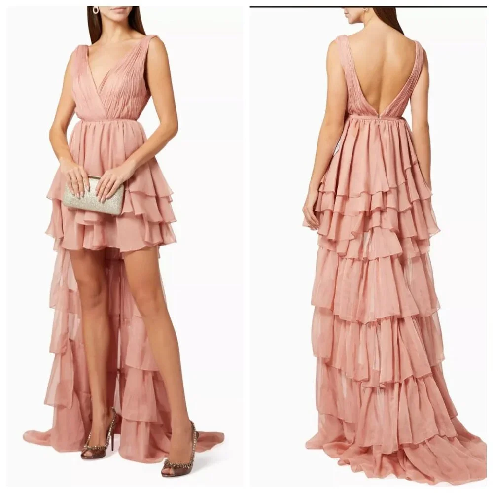 MAC DUGGAL x leena Ruffled Hi-Low Gown in Chiffon - Picture 1 of 9